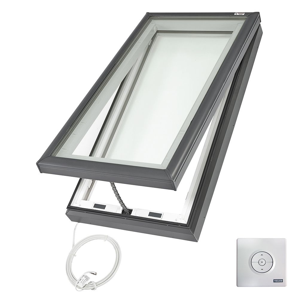 Velux 37-1/2" x 37-1/2" Electric "Fresh Air" Curb-Mounted Skylight with Aluminum Cladding & Laminated Low-E3 Glass White