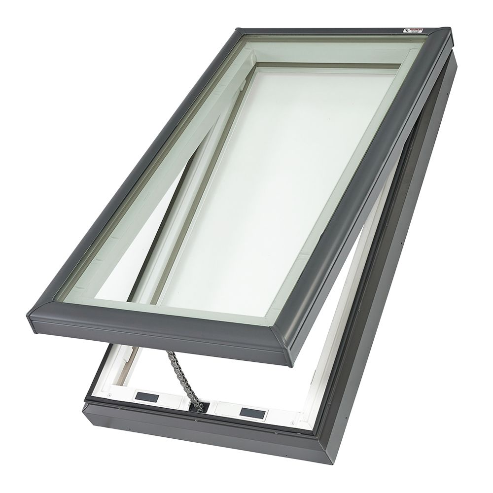 Velux 33-1/2" x 33-1/2" Manual "Fresh Air" Curb-Mounted Skylight with Aluminum Cladding & Laminated Low-E3 Glass White