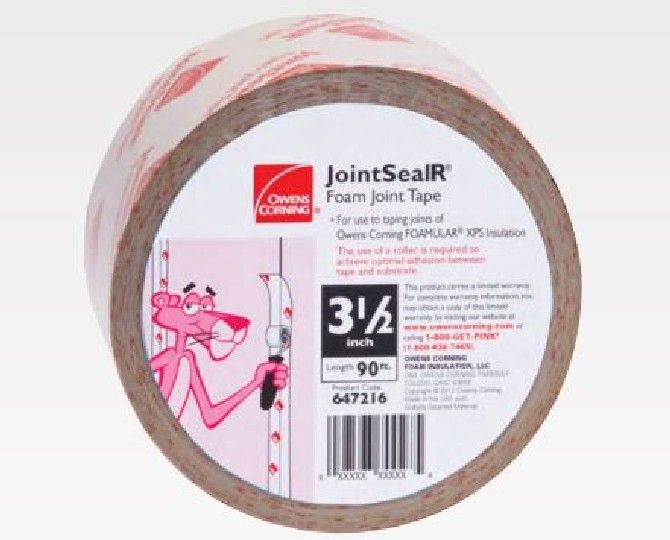 Owens Corning 3-1/2" x 90' JointSealR&reg; Foam Joint Tape Roll - Unlabeled Bulk