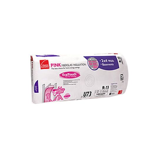 Owens Corning 3-1/2" x 23" x 93" R-13 U73 EcoTouch&reg; PINK&reg; Fiberglas&trade; Unfaced Batt Insulation with PureFiber&reg; Technology - 178.25 Sq. Ft. Bag