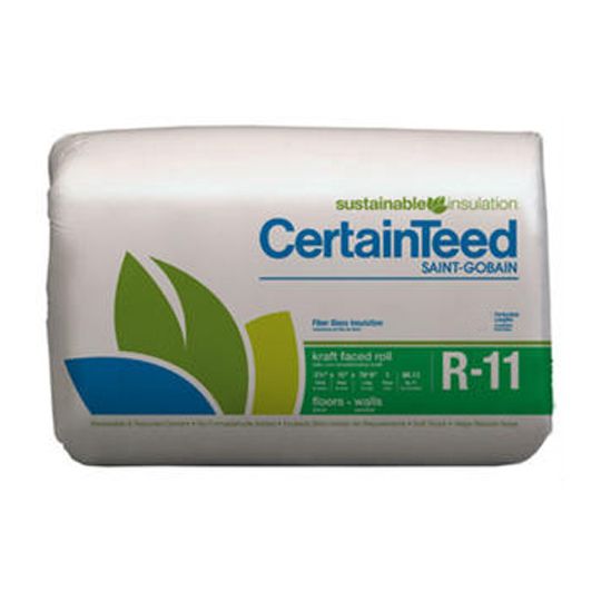 Certainteed - Insulation 3-1/2" x 15" x 105" Sustainable R-11 Kraft Faced Batts - 175 Sq. Ft. per Bag