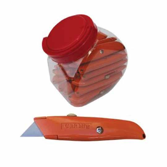 C&R Manufacturing 25 Utility Knives in Fishbowl Display Orange