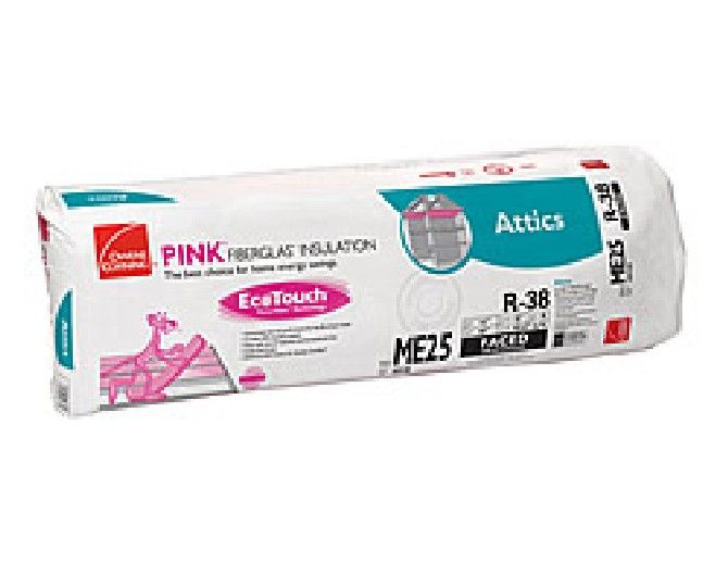 Owens Corning 12" x 16" x 48" R-38 W64 EcoTouch&reg; PINK&reg; Fiberglas&trade; Unfaced Batt Insulation with PureFiber&reg; Technology - 42.67 Sq. Ft. Bag