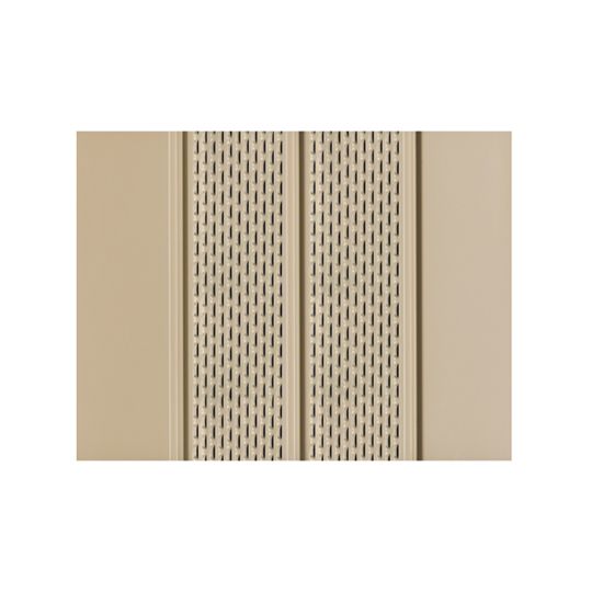 Quality Edge .016" x 16" x 12' TruLine&reg; TS-Series Center Vent Aluminum Soffit Desert Tan