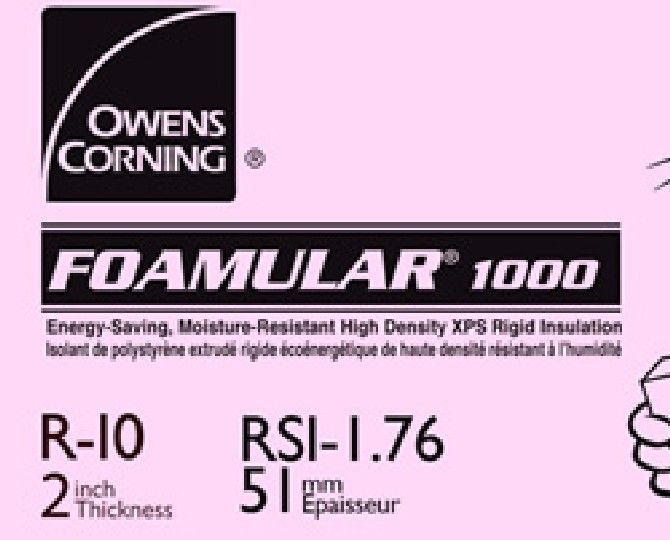 Owens Corning 3" x 2' x 8' FOAMULAR&reg; 1000 Square Edge (SE) Extruded Polystyrene (XPS) Insulation