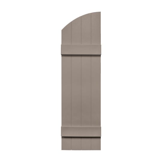 Mid-America Siding Components 14" x 49" Board-N-Batten Standard Four-Board Joined Shutter with Arch Top Black