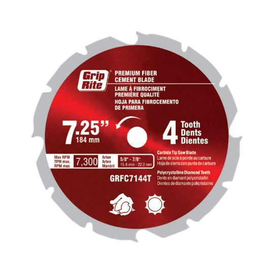 Grip-Rite 7-1/4" Carbide Tipped Diamond Blade for Fiber Cement