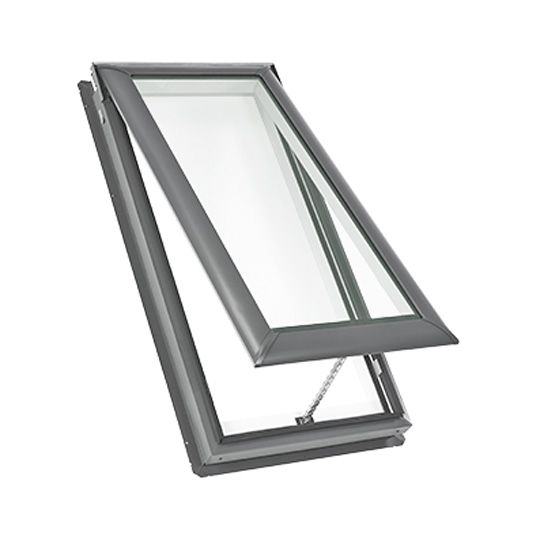 Velux 44-1/4" x 45-3/4" Manual "Fresh Air" Deck-Mounted Skylight with Aluminum Cladding, Tempered Low-E3 Glass & White Solar Room Darkening Blind White