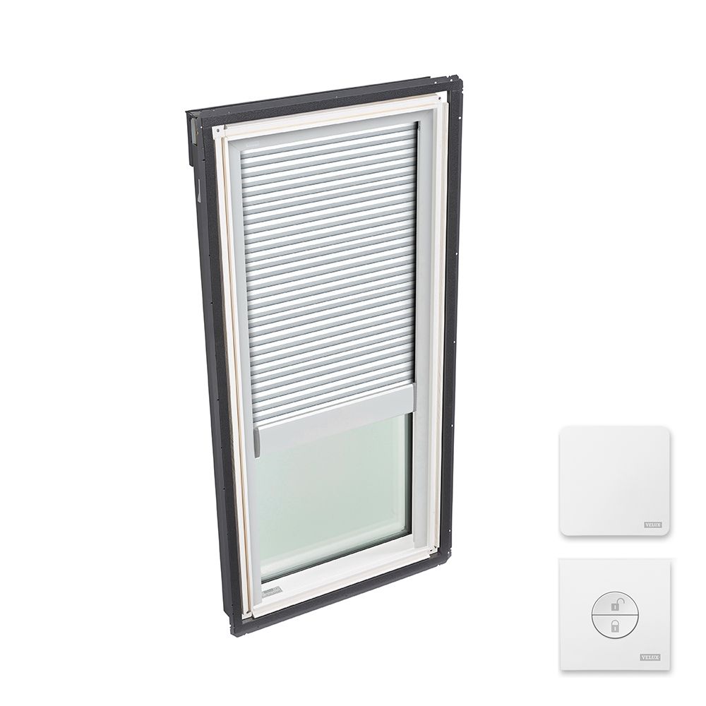 Velux 21" x 54-7/16" Fixed Deck-Mounted Skylight with Aluminum Cladding, Laminated Low-E3 Glass & White Solar Room Darkening Blind White