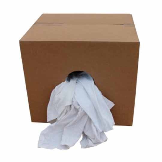 C&R Manufacturing Sweatshirt Cotton Rags - 10 Lb. Box White