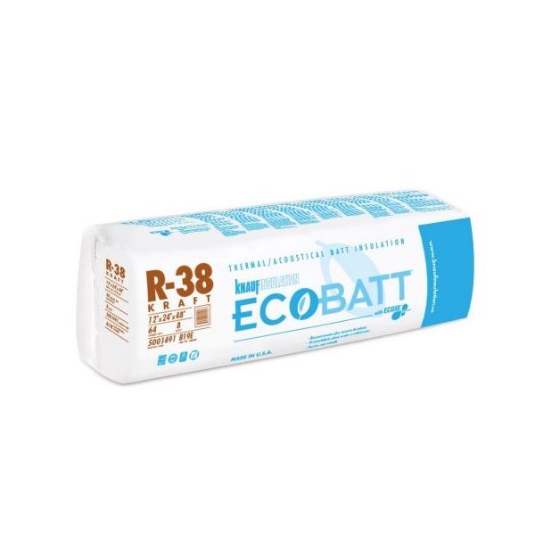 Knauf Insulation (B19E) 12" x 24" x 48" R-38 EcoBatt Kraft Faced Insulation