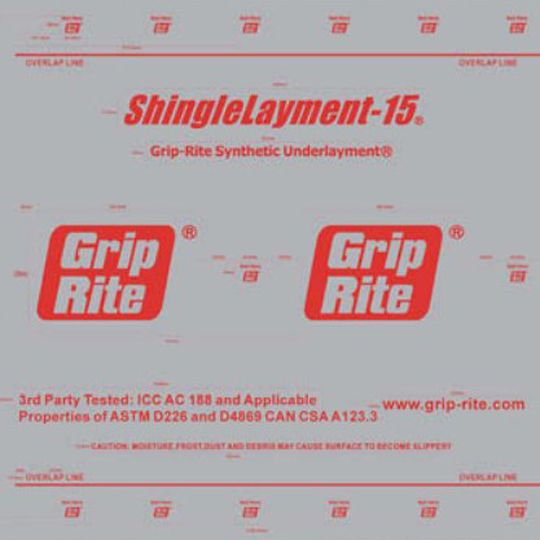 Grip-Rite 4' x 250' ShingleLayment-15&reg; Synthetic Roofing Underlayment - 10 SQ. Roll Grey