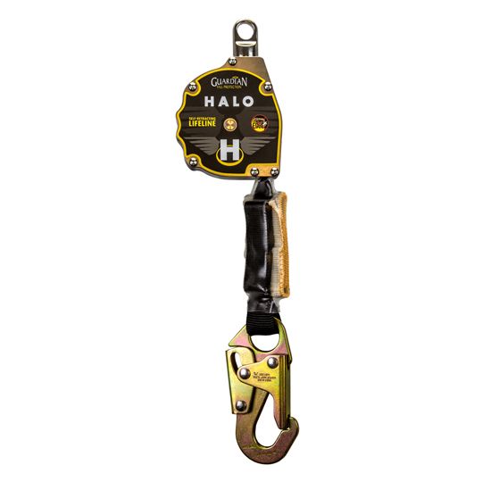 Guardian Fall Protection 11' Halo Series Web Self-Retracting Lifeline (SRL) with Steel Snap Hook