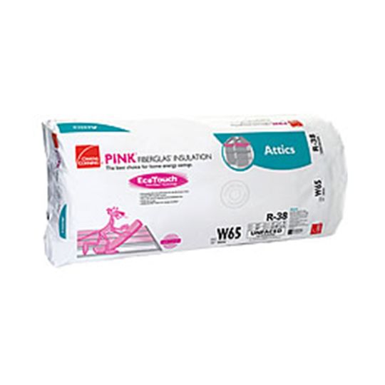 Owens Corning 24" x 48" R-38 W65 EcoTouch&reg; PINK&reg; Fiberglas&trade; Unfaced Insulation with PureFiber&reg; Technology - 64 Sq. Ft. Bag