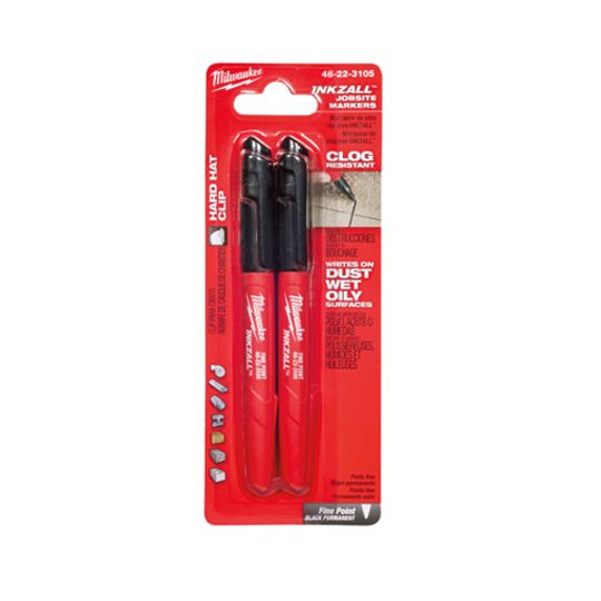 Milwaukee Inkzall Fine Point Jobsite Marker - Pack of 2 Black