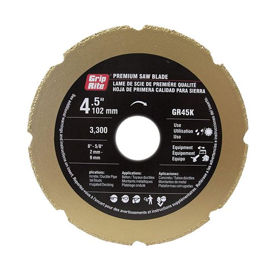 Grip-Rite 4-1/2" Steel-Cutting K Diamond Blade