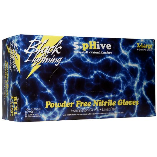 Allcon Products X-Large Black Lightning Nitrile Gloves - Box of 100 Black