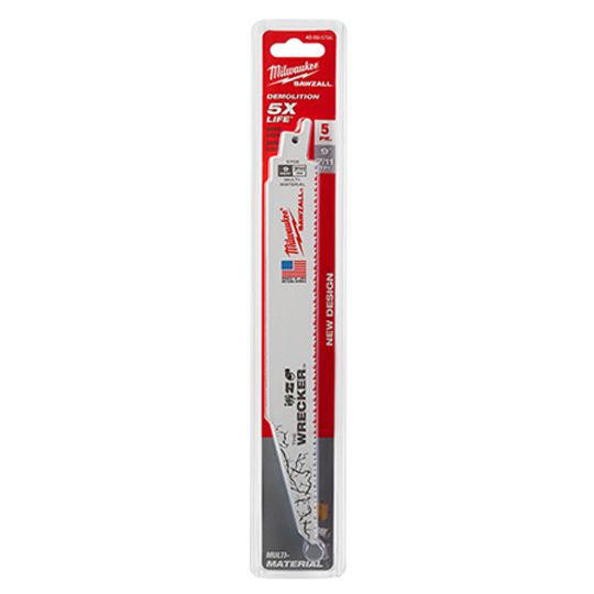 Milwaukee 9" 7/11 TPI Multi-Material WRECKER&trade; SAWZALL&reg; Blades - Package of 5