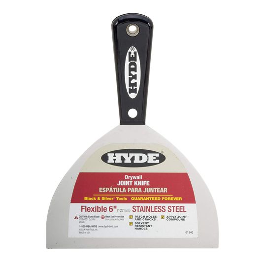 Hyde 6" Flexible Black & Silver&reg; Stainless Steel Joint Knife