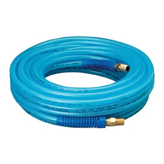 Plews & Edelmann 1/4" x 50' Polyurethane Air Hose - Swivel Fittings, HD Bend Restrictions Blue