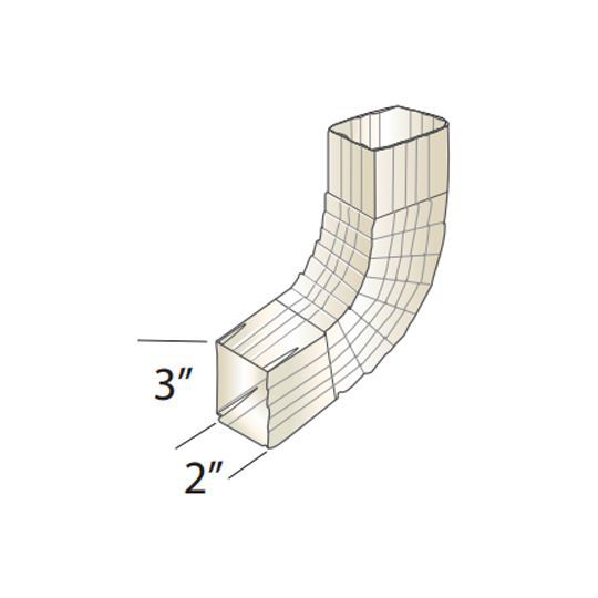 Quality Aluminum Products 2" x 3" Style "B" 75&deg; Gutter Elbow Low Gloss White