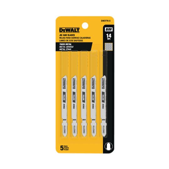 DeWalt 3" 14 TPI T-Shank Metal Cutting Jig Saw Blades - Pack of 5