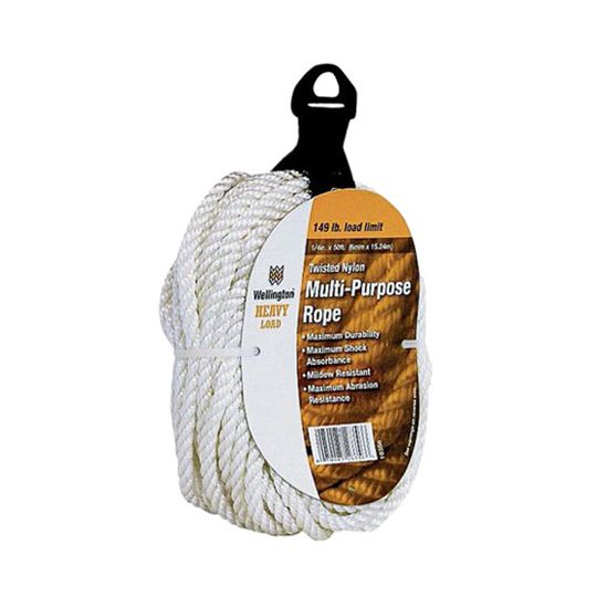 Wellington Cordage 1/4" x 50' Twist Nylon Rope