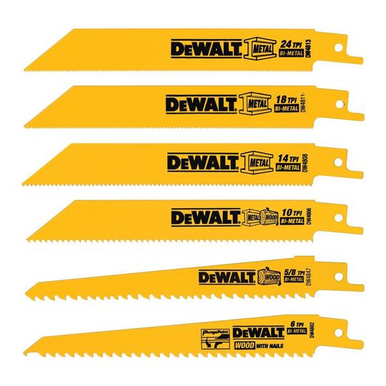 DeWalt 6-Piece Bi-Metal Reciprocating Saw Blade Set