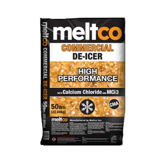 Meltco Commercial High-Performance De-Icer with Calcium Chloride and MCi3 - 50 Lb. Bag Orange