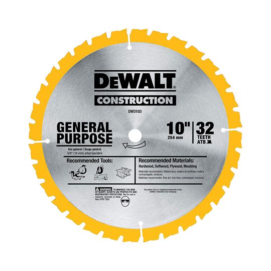 DeWalt 10" 32T Thin Kerf General Purpose Saw Blade