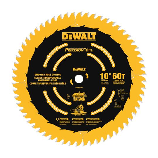 DeWalt 10" 60T Smooth Crosscutting Thin Kerf Saw Blade