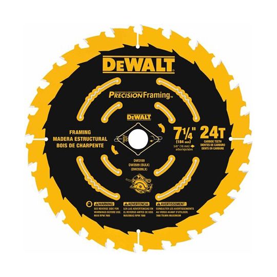 DeWalt 7-1/4" 24T Carbide Thin Kerf Precision Framing Saw Blade