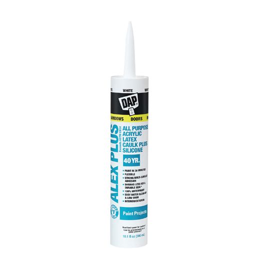 DAP ALEX PLUS&reg; Acrylic Latex Caulk Plus Silicone - 10.1 Oz. Tube Clear