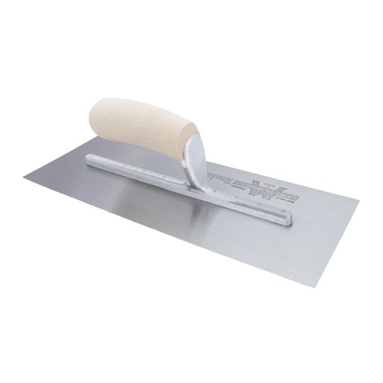 Marshalltown 14" x 3" Finishing Trowel with Curved Wood Handle