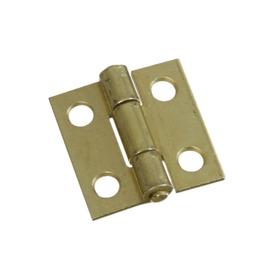 National Hardware 1" Brass Plated Non-Removable Narrow Pin Hinges - Pack of 2