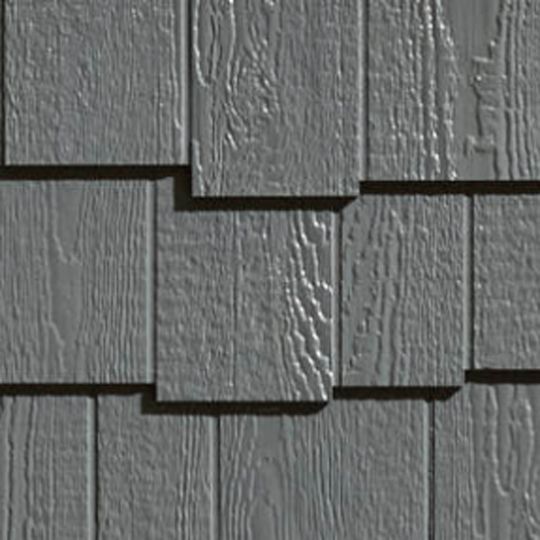 Wausau Supply 3/8" x 12" x 4' Diamond Kote&reg; RigidShake&trade; Staggered Edge Shake Siding Smoky Ash